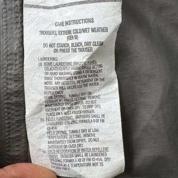US Army Gen III ECWCS Gore-Tex Trousers Extreme Cold Wet‎ Weather Pants Small R